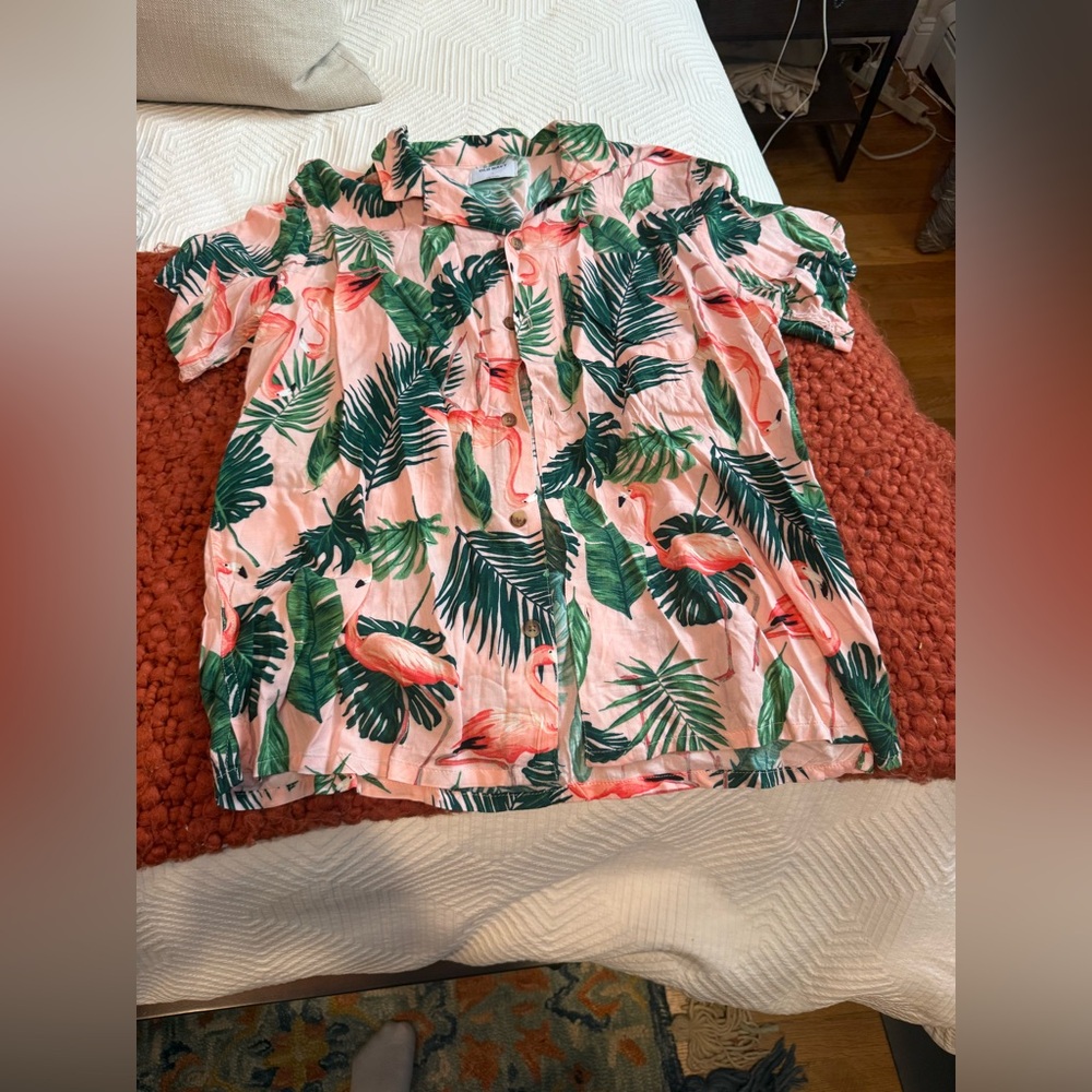Tropical Print Button-Up Shirt